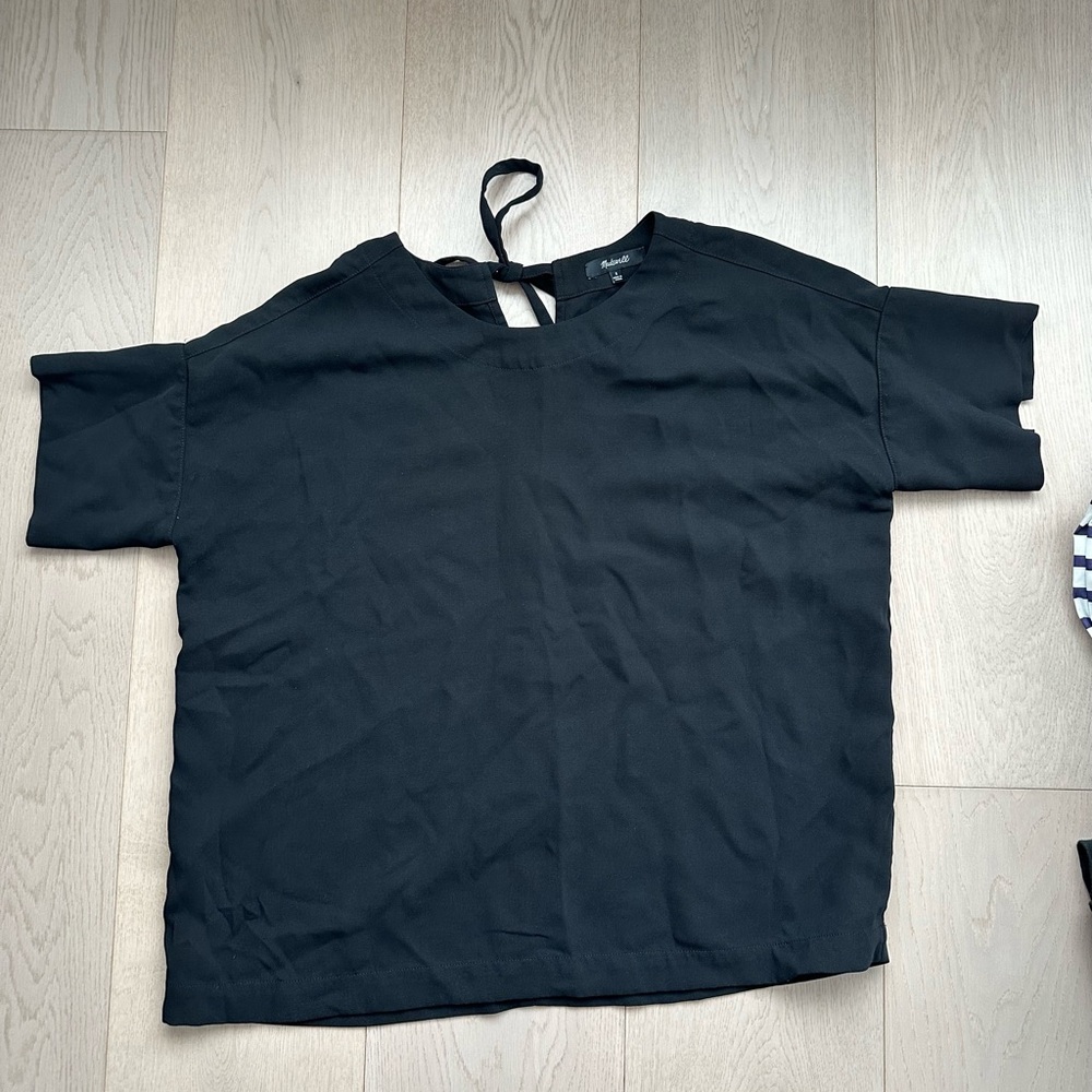 Madewell Tie Neck Black Shirt